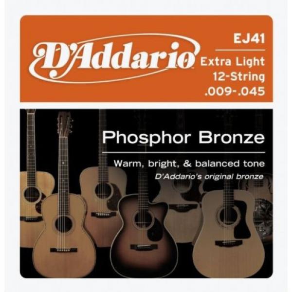 D&#039;Addario EJ41 Phosphor Bronze 12-String acoustic guitar strings, Extra Light #1 image