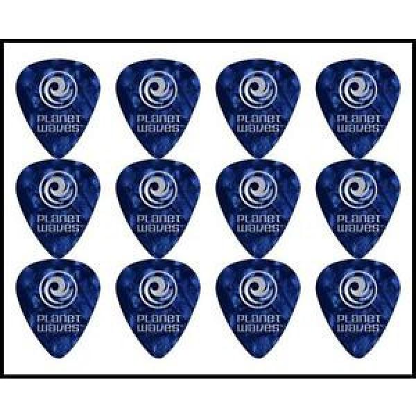 Planet Waves 12 Standard Picks Celluloid Medium Gauge Blue Pearl 12 Plectrums #1 image