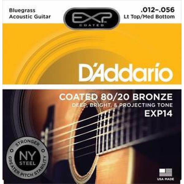 D&#039;Addario EXP14 Coated 80/20 Bronze Acoustic Guitar Strings NEW NY STEEL 12-56 #1 image