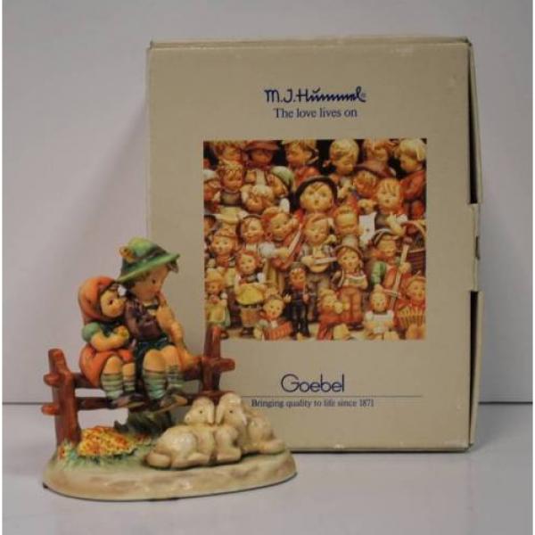 HUMMEL Goebel TMK6 EVENTIDE #99 Boy Serenading Girl Fence Sheep 4.5&#034; MIB w/ COA #1 image