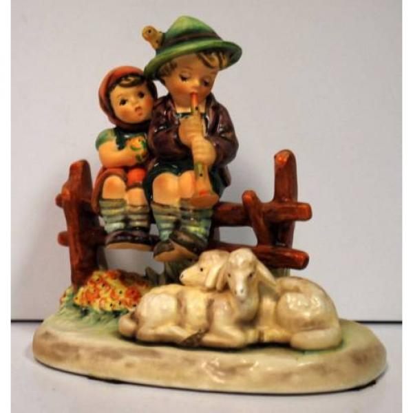 HUMMEL Goebel TMK6 EVENTIDE #99 Boy Serenading Girl Fence Sheep 4.5&#034; MIB w/ COA #2 image