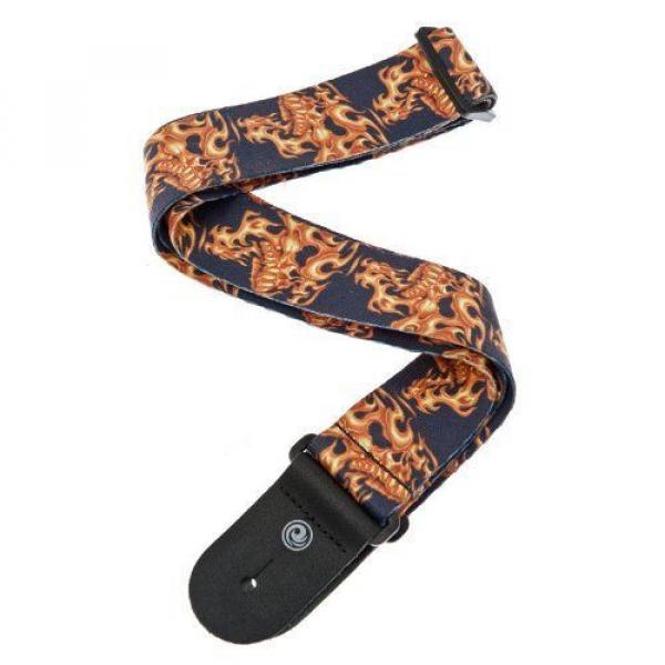 Planet Waves Lethal Threat Guitar Strap  Flaming Skulls #1 image