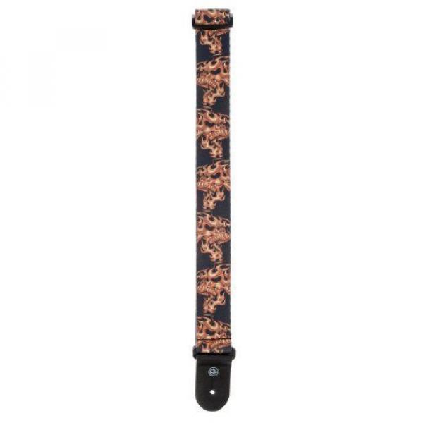 Planet Waves Lethal Threat Guitar Strap  Flaming Skulls #3 image