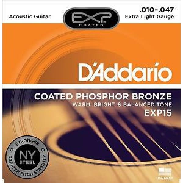 D&#039;Addario EXP15 EXP Coated Phosphor Bronze Acoustic Guitar Strings .010-.047 NEW #1 image