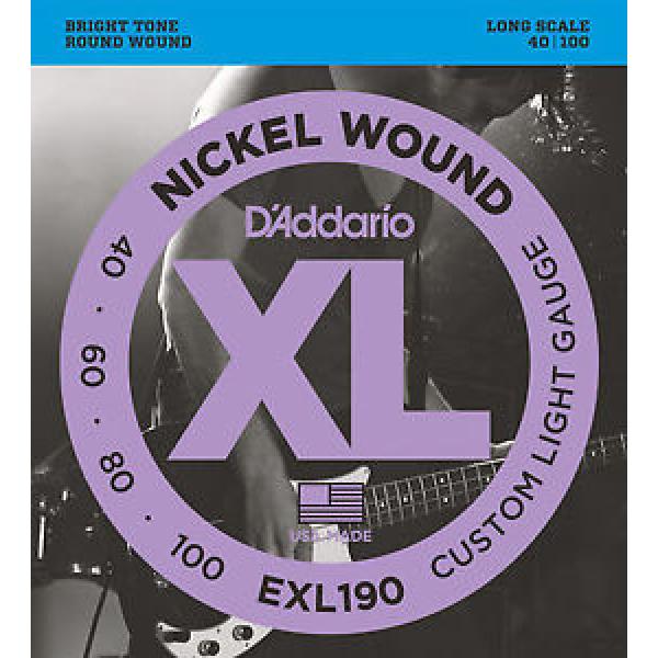 D&#039;ADDARIO EXL190  NICKEL BASS STRINGS, CUSTOM LIGHT GAUGE 4&#039;s - 40-100 #1 image