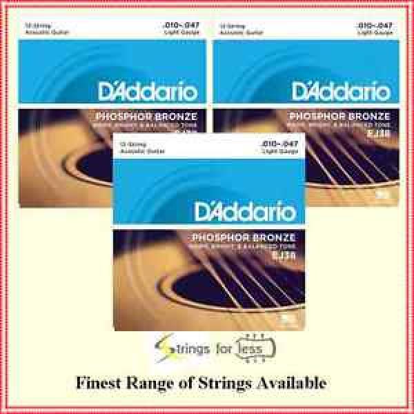 3 sets D&#039;Addario EJ38 Phosphor Bronze Light 12-String Acoustic Strings 10 - 47 #1 image