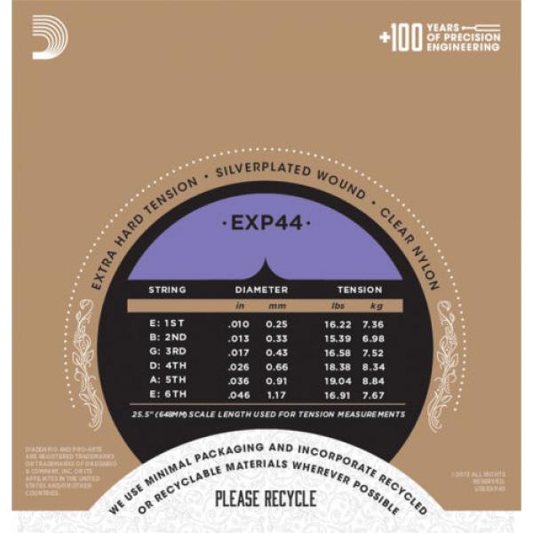 3 sets D&#039;Addario EXP44 Extra Hard Tension Classical Guitar Strings #3 image