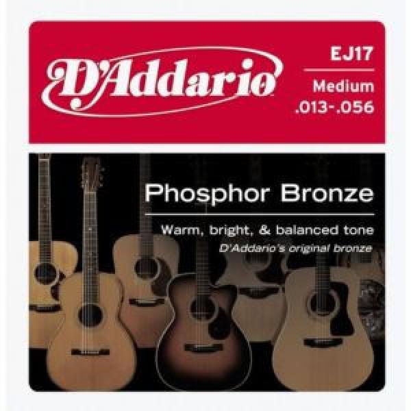 5 SETS D&#039;Addario EJ17 Phosphor Bronze Medium Acoustic Guitar Strings 13-56 #1 image