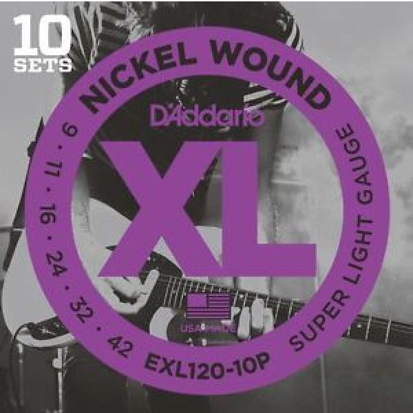 10 Pack D&#039;Addario EXL120 Guitar Strings Nickel Wound Super Light 9-42 EXL120-10P #1 image