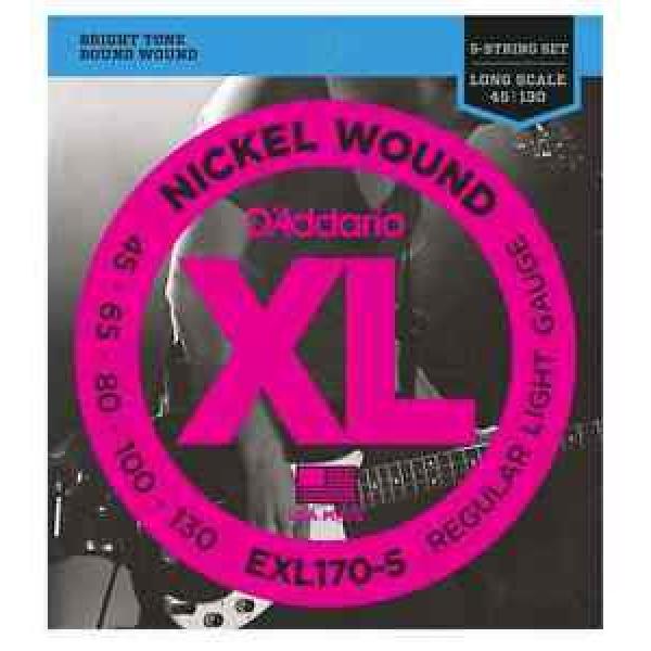 D&#039;Addario EXL170-5 Nickel Wound Bass Strings. 5 String Set. Gauge: 45-130 #1 image