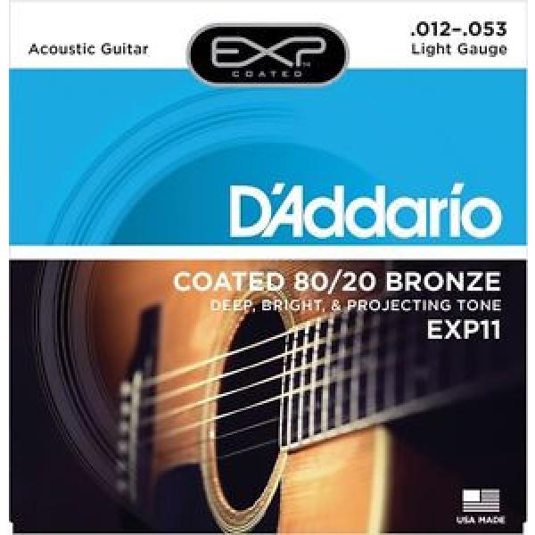 6 Sets D&#039;Addario EXP11 Acoustic Guitar Strings Coated EJ11 80/20 Bronze 12-53 #1 image