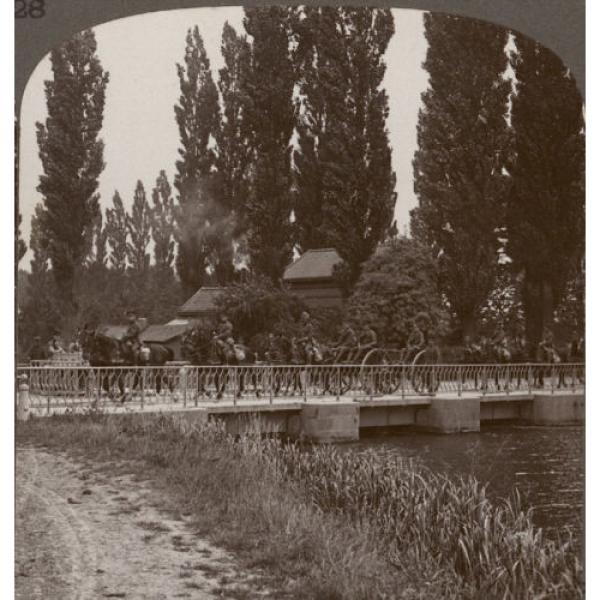 Eventide Sees A Battery Of Royal Field Artillery Crossing A Bridge - Stereoview #1 image