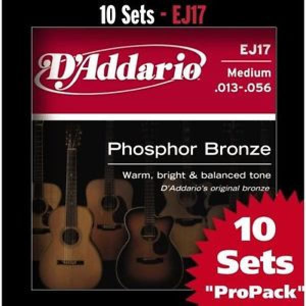 D&#039;addario Phosphor Bronze Acoustic Guitar Medium EJ17 Strings - 10 sets Pro Pack #1 image