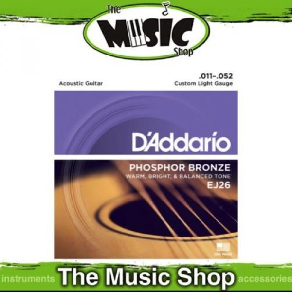 D&#039;Addario EJ26 11-52 Phosphor Bronze Acoustic Guitar Strings Custom Light #1 image