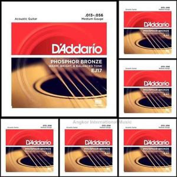 6 Sets D&#039;Addario EJ17 Phosphor Bronze  Medium Acoustic Guitar Strings 13 - 56 #1 image