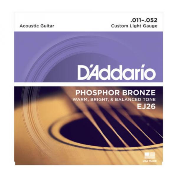 D&#039;ADDARIO EJ26 CUSTOM LIGHT PHOSPHOR BRONZE 11-52 ACOUSTIC GUITAR STRINGS 2 PACK #1 image