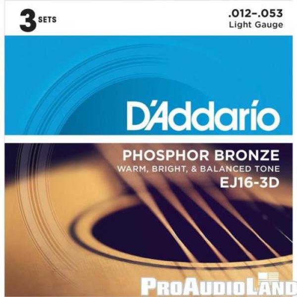 D&#039;Addario EJ16-3D 3-PACK ACOUS GTR PHOS BRZ LITE Acoustic Guitar Strings #1 image