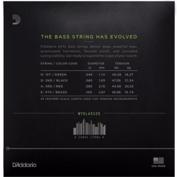 D&#039;Addario NYXL 45105 Light Top / Medium Bottom Bass Strings 45-105 NYXL45105 #2 image