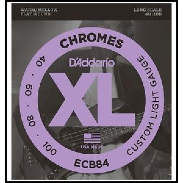 D&#039;Addario ECB84 Chromes Flat Wound Custom Light  Electric Bass Strings 40 - 100 #1 image