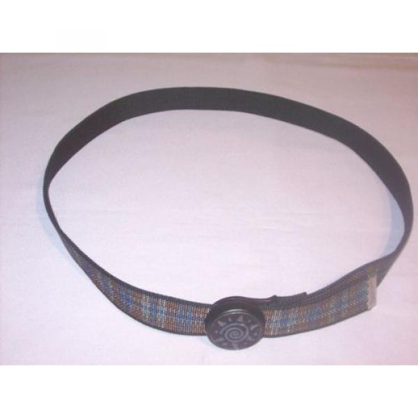 ORBIT multi-color plaid nylon web Belt circular buckle Fits Up to 36&#034; waist Med #1 image