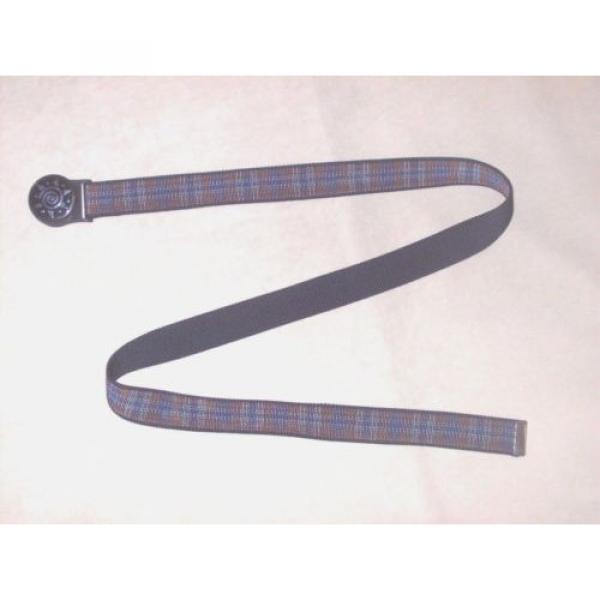 ORBIT multi-color plaid nylon web Belt circular buckle Fits Up to 36&#034; waist Med #5 image