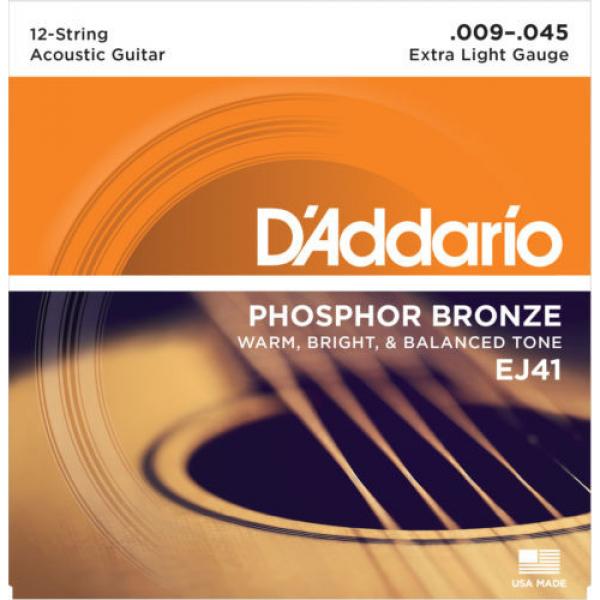 3 Sets D&#039;Addario EJ41 Phosphor Bronze 12 String Acoustic Extra Light 9-45 #1 image