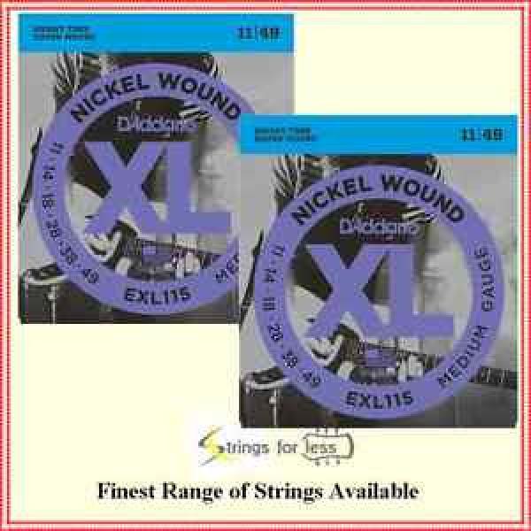 D&#039;Addario EXL115 Nickel Wound Medium  Electric Guitar Strings 11 - 49   2 sets #1 image