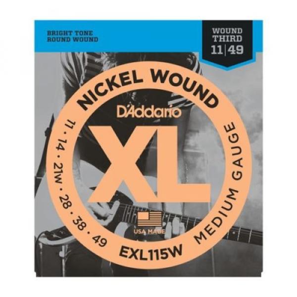 D&#039;ADDARIO EXL115W NICKEL Medium/Blues-Jazz Rock,Wound 3rd GUITAR STRINGS  2 PACK #1 image