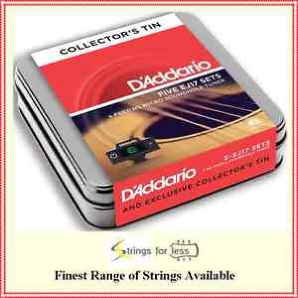 D&#039;addario 5 sets EJ17 Collectors Tin + Free Planet Waves  Micro Soundhole Tuner #1 image