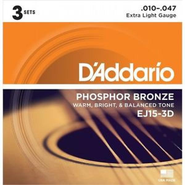 D&#039;Addario EJ15 Phosphor Bronze Extra Light (.010-.047) Acoustic Guitar [4X Sets] #1 image