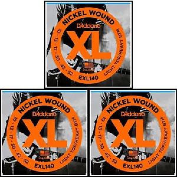 3 Sets D&#039;Addario EXL140 Lite Top / Heavy Bottom Electric Guitar Strings 10 - 52 #1 image