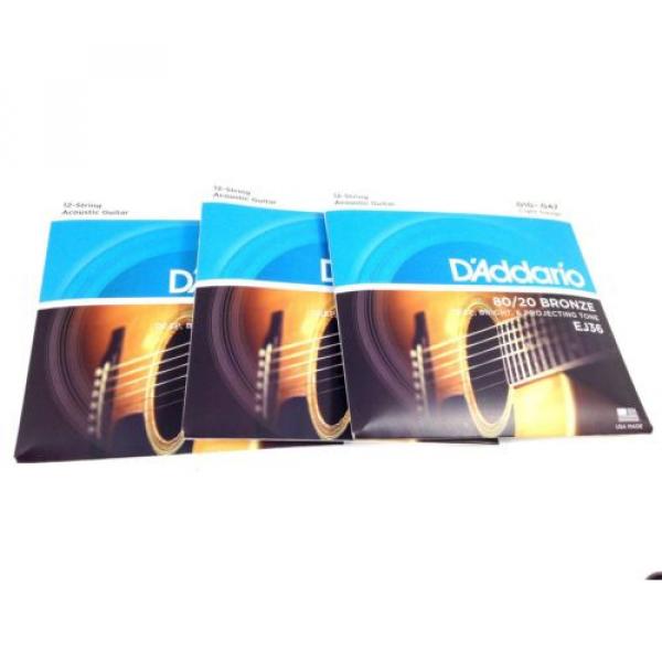 D&#039;Addario Guitar Strings  3 Pack   EJ36 12-String Bronze Acoustic 10-47 #1 image