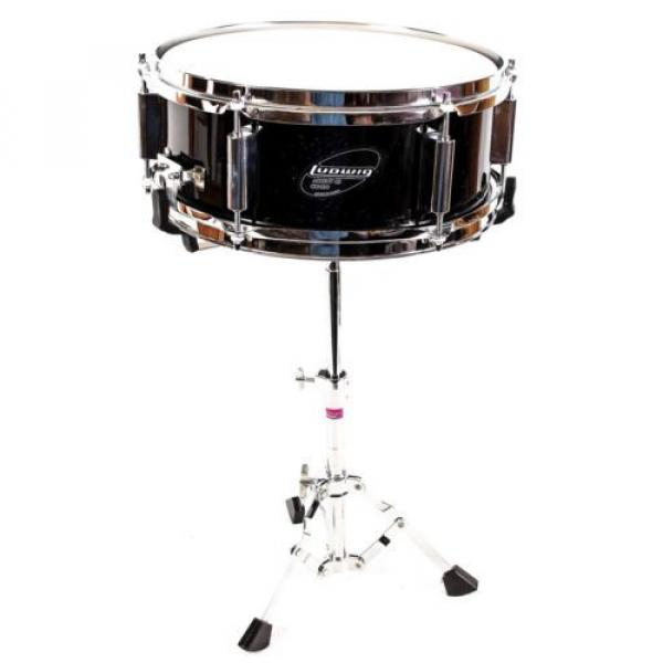 Ludwig Accent  Jr Snare drum 12 x 5&#034;,  Black With Stand #1 image