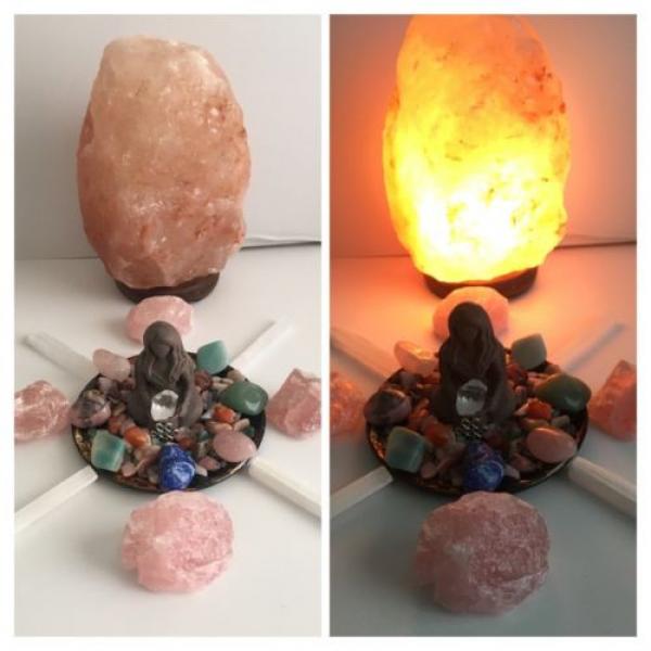 Goddess Crystal Grid Altar With Himalayan Lamp Positive Energy Beautiful Decor #1 image