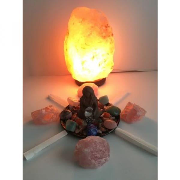 Goddess Crystal Grid Altar With Himalayan Lamp Positive Energy Beautiful Decor #2 image