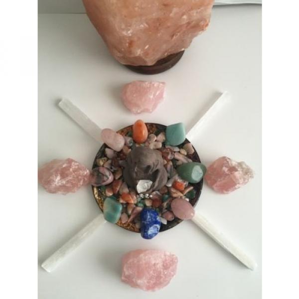 Goddess Crystal Grid Altar With Himalayan Lamp Positive Energy Beautiful Decor #3 image