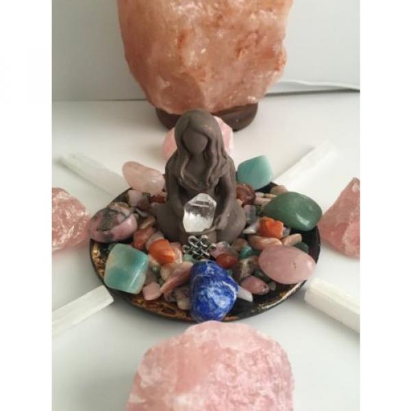 Goddess Crystal Grid Altar With Himalayan Lamp Positive Energy Beautiful Decor #4 image