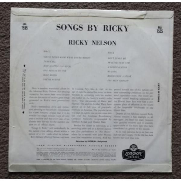 RICKY NELSON - SONGS BY RICKY - OZ PRESS LONDON ROCKABILLY TEEN MONO LP - 1959 #2 image