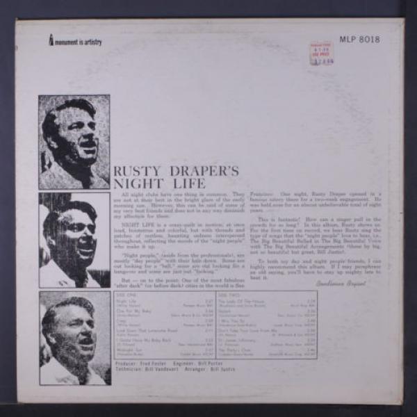 RUSTY DRAPER: Sings Night Life LP (Mono, small tobc, minor cover wear) #2 image