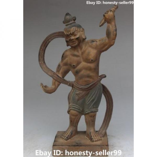 11&#034; Old Collection China Bronze Painting Folk Stand Hercules Da Lishi God Statue #1 image