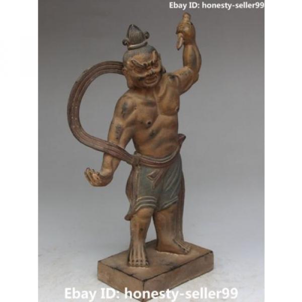 11&#034; Old Collection China Bronze Painting Folk Stand Hercules Da Lishi God Statue #3 image