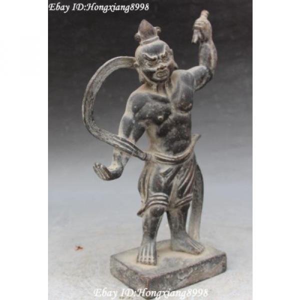 11&#034; Old Chinese Folk Bronze Carving Stand Hercules Da Lishi People God Statue #5 image