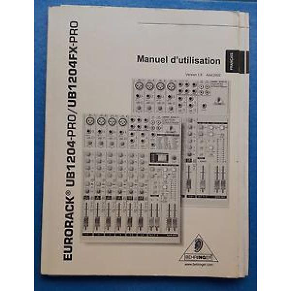 Behringer EURORACK UB-1204 PRO Y FX  MANUAL DE USUARIO  ORIGINAL EN INGLES #1 image