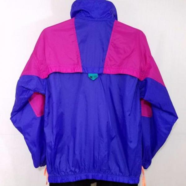 Columbia Windbreaker Jacket Vtg 80s Neon Ski Pullover Radial Sleeve Womens M EUC #4 image