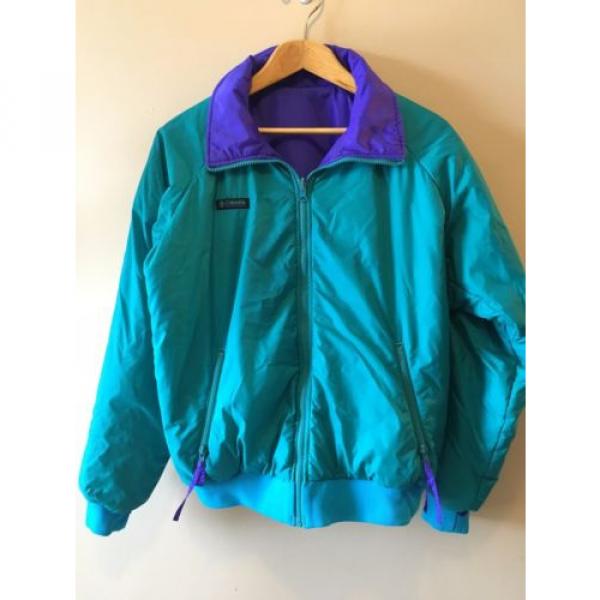 Columbia Radial Sleeve Reversible Green Purple Nylon Thinsulate Jacket sz M CJ2 #1 image