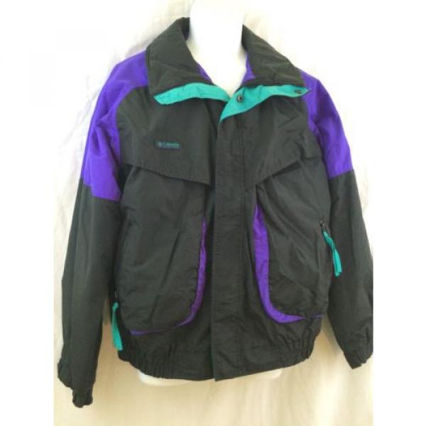 COLUMBIA Mens Black Purple POWDER KEG Nylon Radial Sleeve JACKET Size M #3 image