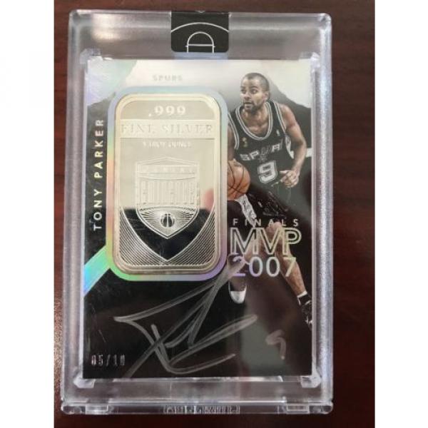 TONY PARKER 2014-15 PANINI EMINENCE 1 TROY OZ FINE SILVER ON CARD AUTO SPURS #1 image