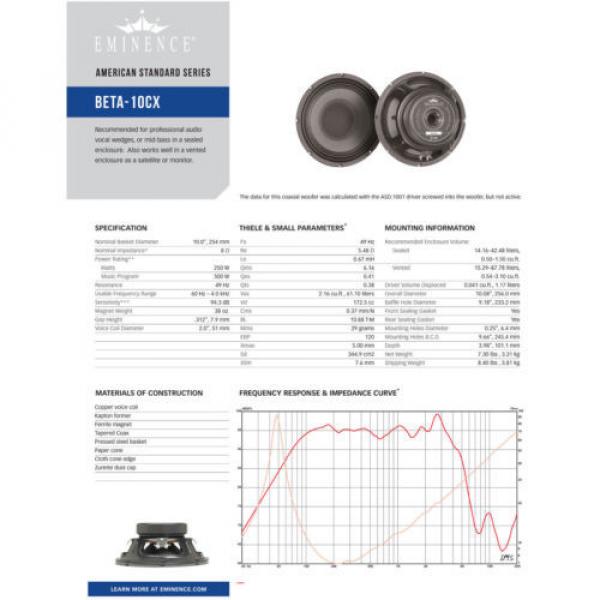 Eminence Beta-10CBMRA 10 inch Closed Sealed Back Midrange 8 ohm 400 W PA Speaker #7 image