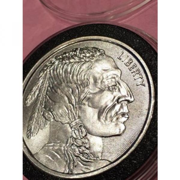 New Buffalo &amp; Indian Head Radial Lines 1 Troy Oz .999 Fine Silver Round Coin 999 #3 image