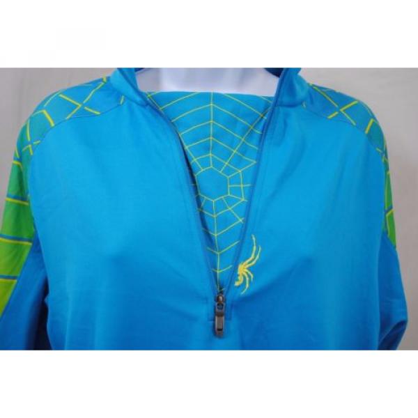 Spyder Sweater Mens Half Zip Dri Radial Web Design T Neck Blue Green Size Medium #3 image